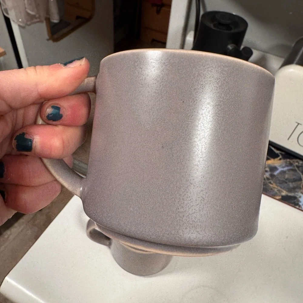 Pottery Barn Taupe Ceramic Mug Trio